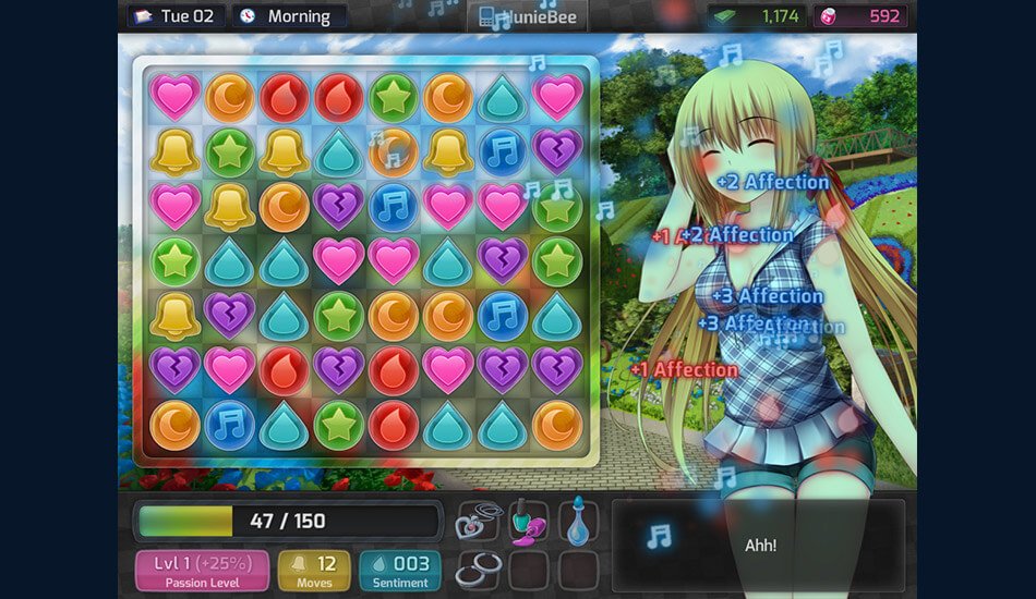 Dziewczyny z HuniePop zebrane w salonie